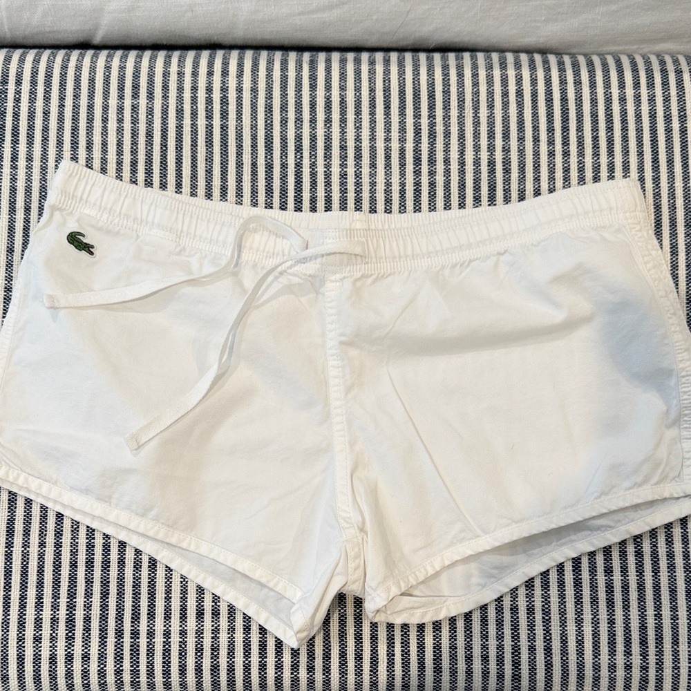 Lacoste White Women's Drawstring Athletic Shorts